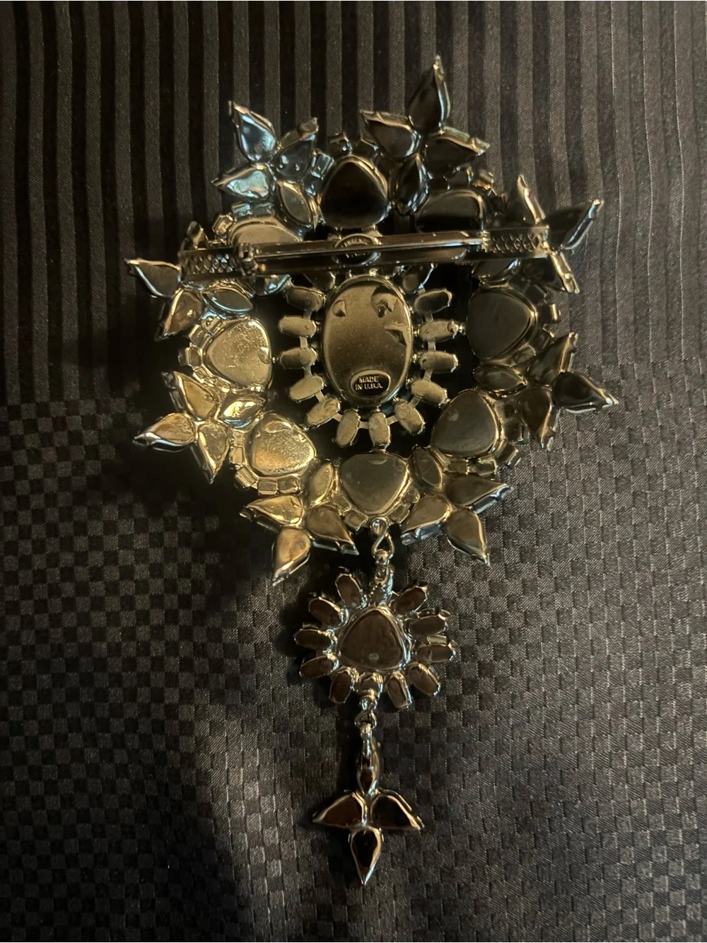 LAWRENCE VRBA Crystal Statement Brooch in Clear Silver-Tone
